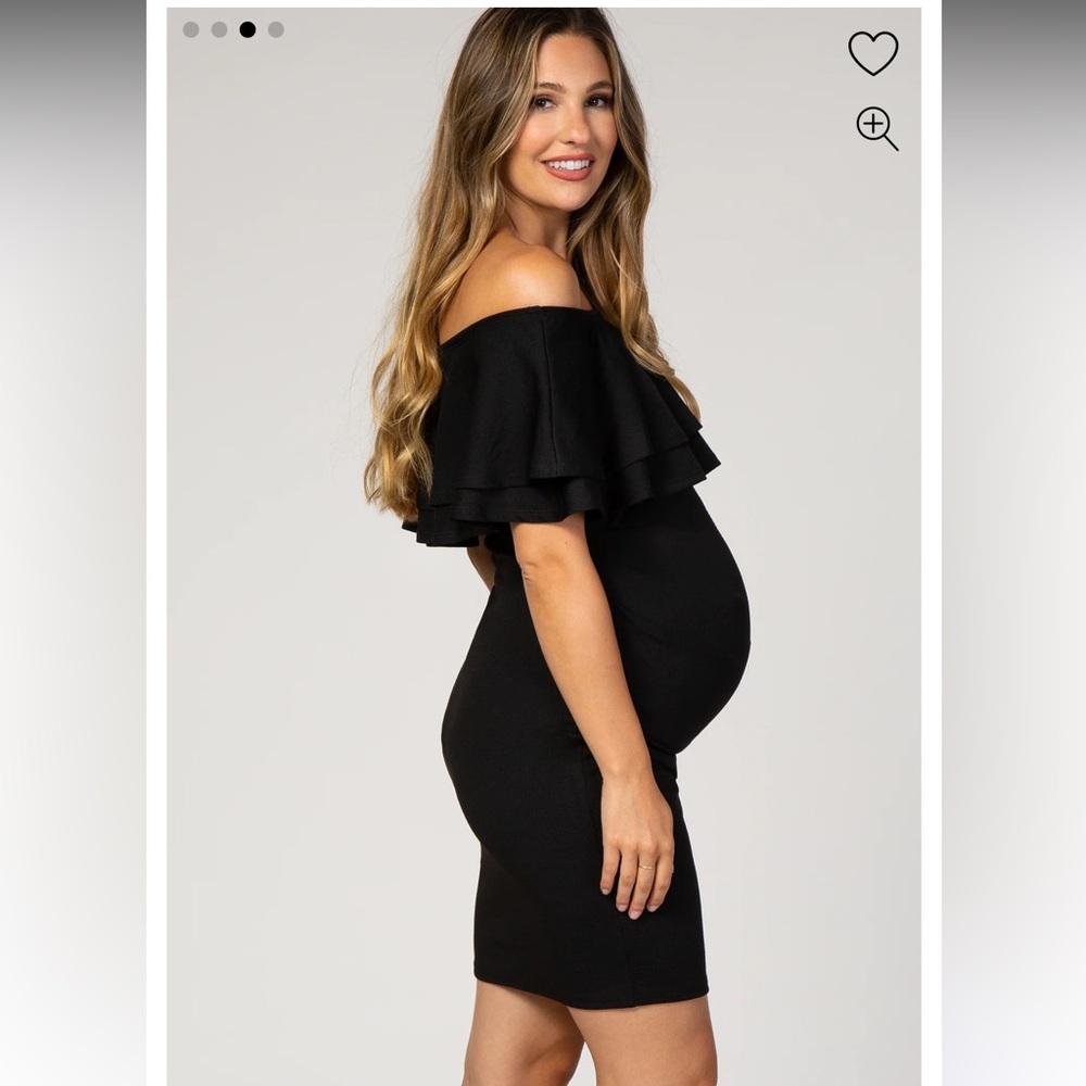 Black Petal and Pup Ruffle off shoulder maternity dress NEVER WORN!